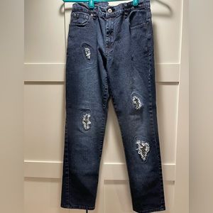 DG2 by Diane Gilman / HSN 
Dark Blue Distressed Denim with jeweled details